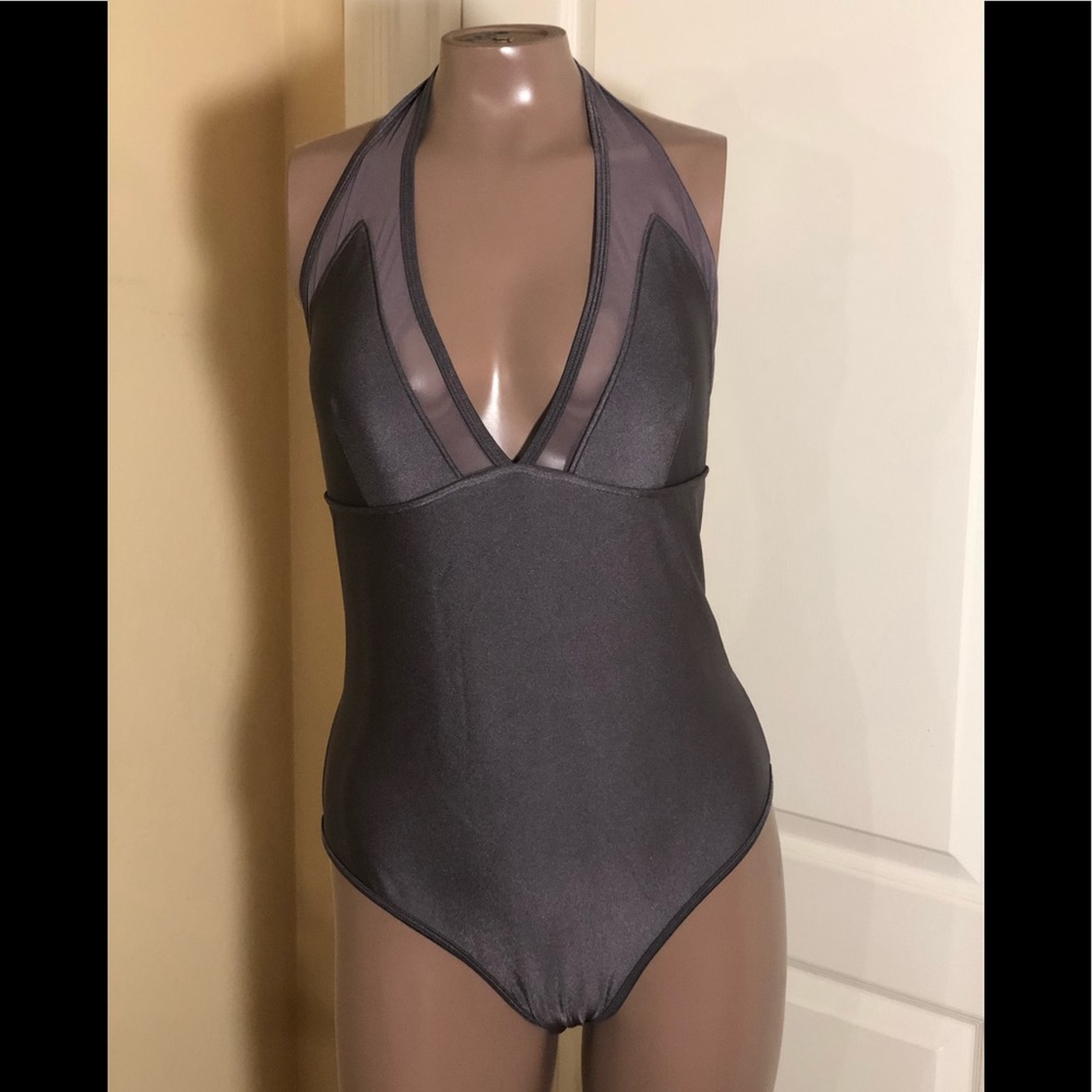 Ted Baker Mesh Inset Halter Scoop Back Swimsuit